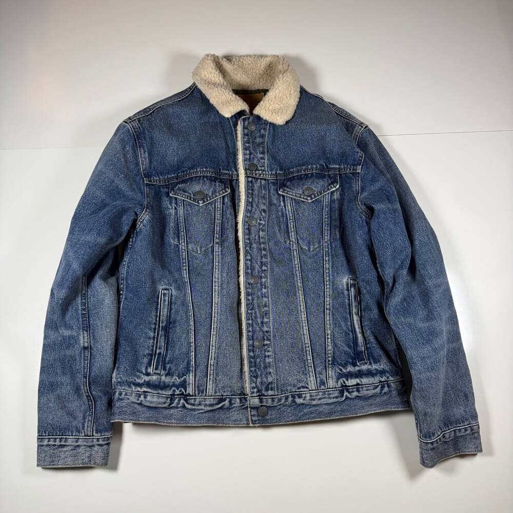 American Eagle Sherpa-Lined Denim Trucker Jacket
